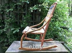 Antique Victorian Child's Wood Bentwood Faux Bamboo Painted Rocking Chair