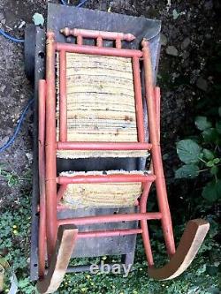 Antique Victorian Child's Wood Bentwood Faux Bamboo Painted Rocking Chair