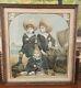 Antique Victorian Children Nautical Framed Art Print Lithograph Boys Girls