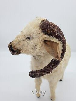 Antique Victorian Children's Ram Toy Taxidermy Children's Sheep Toy Putz