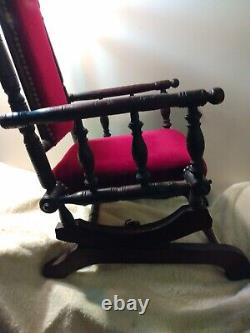 Antique Victorian Childs Wood Platform Rocker Rocking Chair All Orig SUPERB COND