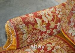 Antique Victorian Circa 1880 Howard Style Turkey Work Carpet Kilim Rug Armchair