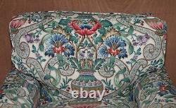 Antique Victorian Circa 1900 Club Armchair With Chintz Embroidered Upholstery
