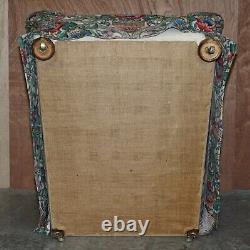 Antique Victorian Circa 1900 Club Armchair With Chintz Embroidered Upholstery