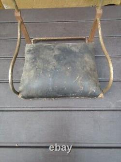 Antique Victorian Era Hanging Child Booster Leather Seat for Barber Chair