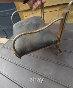 Antique Victorian Era Hanging Child Booster Leather Seat for Barber Chair