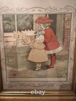 Antique Victorian Framed Children's Lithograph Illustration