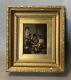 Antique Victorian Gilt Framed Genre Oil Painting Of Kids Playing Dice
