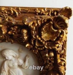 Antique Victorian Gold Gesso Ornate Frame With Marble Insert Mother With Child