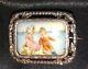 Antique Victorian Hand Paint Cameo Portrait Brooch Children Landscape Sterling