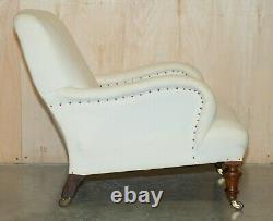 Antique Victorian Howard & Son's Bridgewater Style Armchair Nicely Sculpted Arms