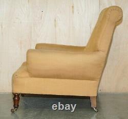 Antique Victorian Howard & Son's Style Library Reading Armchair For Upholstery