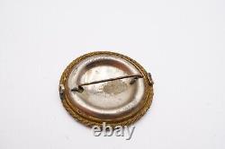 Antique Victorian Mourning Brooch Pin Gold Tone Little Girl Child Photo