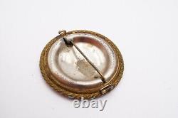 Antique Victorian Mourning Brooch Pin Gold Tone Little Girl Child Photo