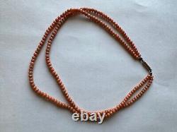 Antique Victorian Natural Coral Child's Necklace 10k gold clasp 11.76g