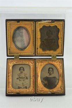 Antique Victorian Photos Girls Children 1/9th Union Case Ambrotype Daguerreotype