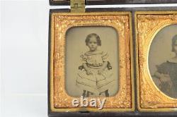 Antique Victorian Photos Girls Children 1/9th Union Case Ambrotype Daguerreotype