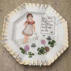 Antique Victorian Porcelain Nursery Rhyme 1885 Folk Art Hand Painted Plate OOAK