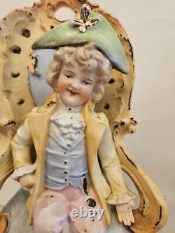 Antique Victorian Porcelain Pair GIRL & BOY ON CHAIRS Figurines Statues GERMANY