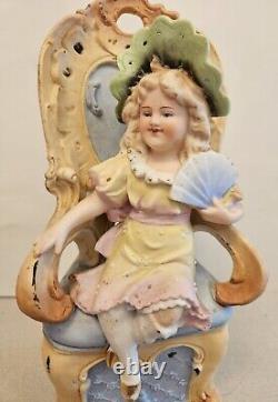 Antique Victorian Porcelain Pair GIRL & BOY ON CHAIRS Figurines Statues GERMANY