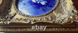 Antique Victorian Royal Doulton Porcelain Plaque Blue Children-Gilt Frame