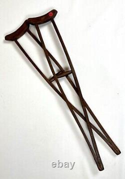 Antique Victorian Tiger Stripe Oak Childs Medical Crutches 31 VERY RARE! 2673