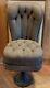 Antique Victorian Tufted Upholstered Child's Chair Spring Seat Cast Iron Base