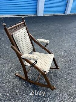 Antique Victorian Wooden Foldable Small Children's Rocking Chair