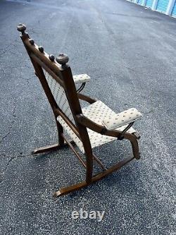 Antique Victorian Wooden Foldable Small Children's Rocking Chair