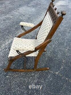 Antique Victorian Wooden Foldable Small Children's Rocking Chair