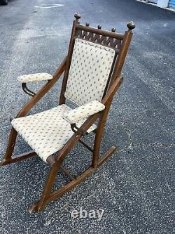 Antique Victorian Wooden Foldable Small Children's Rocking Chair