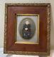 Antique Victorian hand painted photo Child Portrait In Wood and Gesso Frame