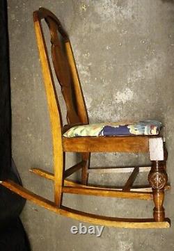Antique Vintage Old SOLID Walnut Wood Wooden Child Children's Kids Rocking Chair
