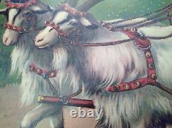 Antique Vtg Ephemera Victorian Lrg Print Germany Goat Carriage Children 1800's