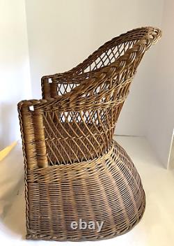 Antique Wicker Child's Chair Old Vintage Victorian Large Rattan Unique