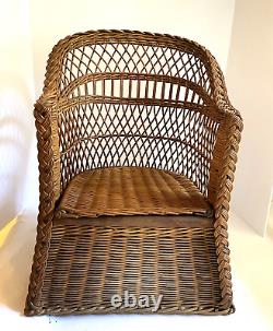 Antique Wicker Child's Chair Old Vintage Victorian Large Rattan Unique