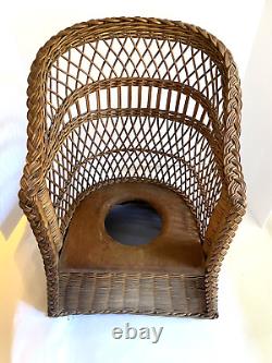 Antique Wicker Child's Chair Old Vintage Victorian Large Rattan Unique