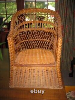 Antique Wicker Child's Chair Old Vintage Victorian Large Rattan Unique