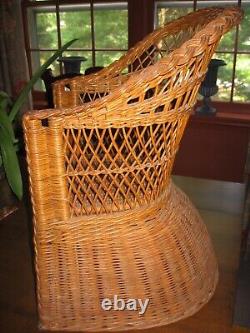 Antique Wicker Child's Chair Old Vintage Victorian Large Rattan Unique