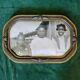 Antique Wood Gesso Convex Domed Glass Picture Frame African American Children