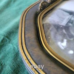 Antique Wood Gesso Convex Domed Glass Picture Frame African American Children