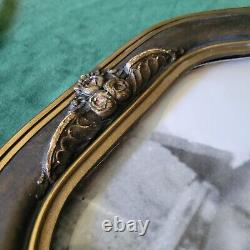 Antique Wood Gesso Convex Domed Glass Picture Frame African American Children