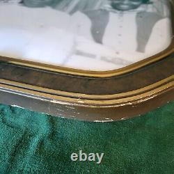 Antique Wood Gesso Convex Domed Glass Picture Frame African American Children