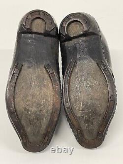 Antique children's handmade leather Shoes Boots clogs 1890s Victorian Black