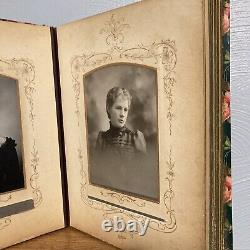 Antique circa 1870s Leather Victorian Photo Album with Photos Wedding / Children