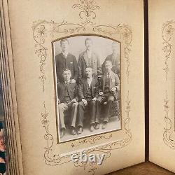 Antique circa 1870s Leather Victorian Photo Album with Photos Wedding / Children