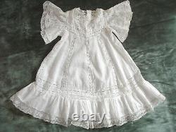 Antique french victorian Valenciennes lace child's dress for tall Jumeau bebe