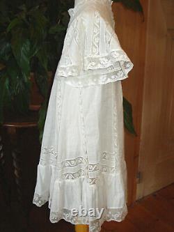 Antique french victorian Valenciennes lace child's dress for tall Jumeau bebe