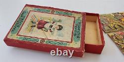 Antique victorian DISSECTED PUZZLE wood jigsaw 4 PIX litho art children monkey