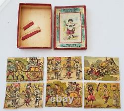 Antique victorian DISSECTED PUZZLE wood jigsaw 4 PIX litho art children monkey